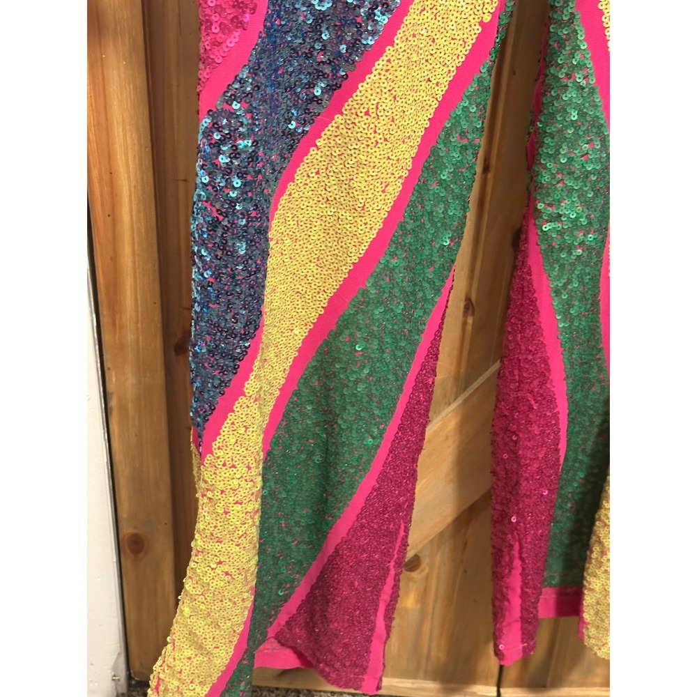 Nasty Gal Embellished Colour Block Plunge Jumpsuit Hot Pink Sequin Multi Size 8 - Picture 5 of 11